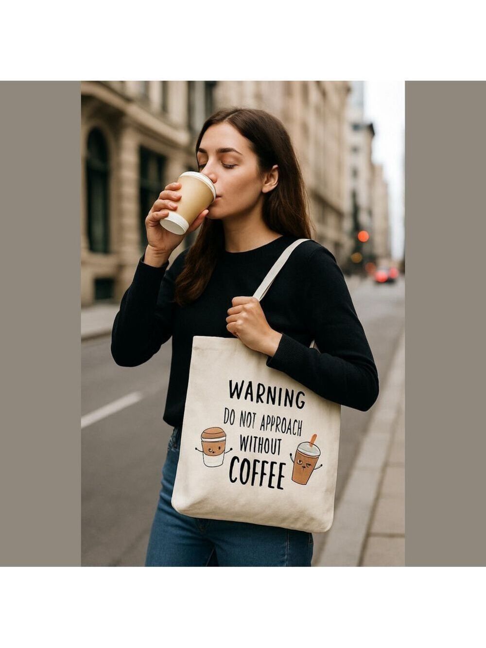 ($7) Cream Coffee Tote Bag